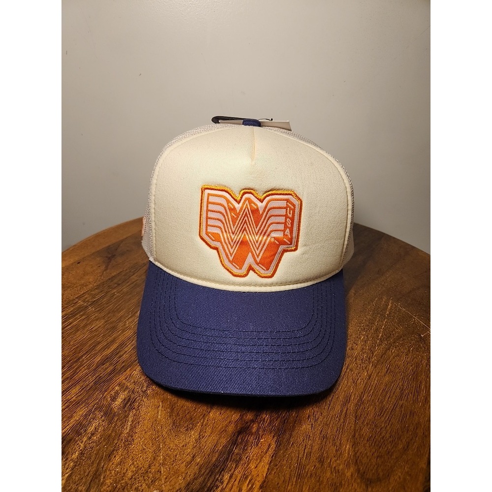 Whataburger Snapback Trucker  Hat Mesh Back‎ Cap Cream Blue Orange